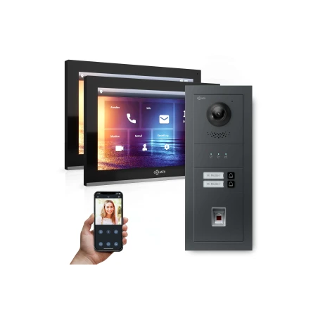 GOLIATH Hybrid IP Türsprechanlage - App - Anthrazit - 2-Fam - 2x 10" Schwarz - Fingerprint - 180°
