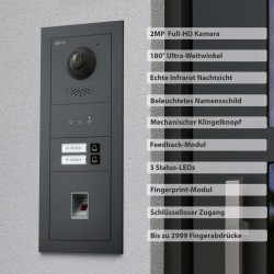 GOLIATH Hybrid IP Türsprechanlage - App - Anthrazit - 2-Fam - 2x 10" Weiß- Fingerprint - 180°