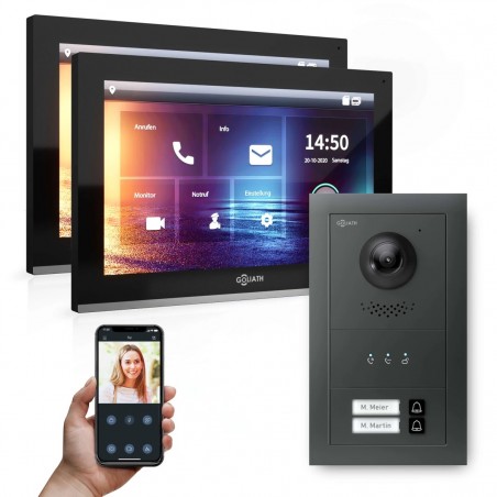 GOLIATH Hybrid IP Türsprechanlage - Anthrazit - 2-Fam - 2x 10" HD - 180°