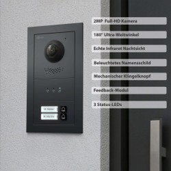 GOLIATH Hybrid IP Türsprechanlage - Anthrazit - 2-Fam - 2x 10" HD - 180°