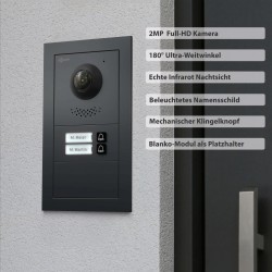 GOLIATH Hybrid IP Video Türsprechanlage - Anthrazit - 2-Fam - 2x 10" HD - Unterputz - 180°