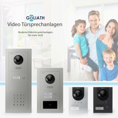 GOLIATH Hybrid IP Gegensprechanlage - App - Silber - 1-Familie - 2x7 Zoll - Aufputz - 180° Kamera