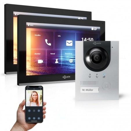 Goliath Pro IP Türsprechanlage - 1-Familienhaus - 2x 10Zoll - Silber - APP - 180° - Aufputz