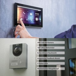 Goliath Pro IP Türsprechanlage - 1-Familienhaus - 2x 10Zoll - Silber - APP - 180° - Aufputz