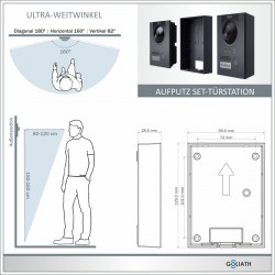 GOLIATH PRO IP Türsprechanlage - 1-Familienhaus - 2x 10 Zoll - Anthrazit - APP - 180° - Aufputz