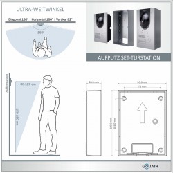 GOLIATH PRO IP Türsprechanlage - 1-Familienhaus - 2x 7 Zoll - Silber – APP- 180°- Aufputz