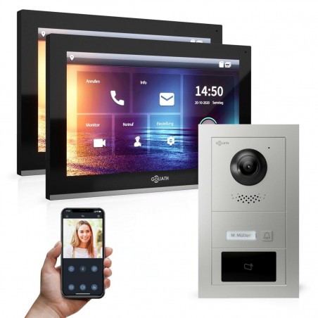 GOLIATH PRO IP Türsprechanlage - 1 Familienhaus - 2x 10 Zoll HD - RFID- 180 Grad – Unterputz- APP