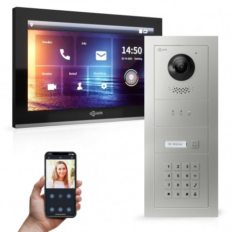 GOLIATH PRO IP Türsprechanlage - 1-Familienhaus - 2x 10 Zoll HD -  Unterputz - 180 Grad- RFID-APP