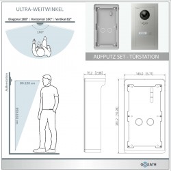 GOLIATH PRO IP Türsprechanlage mit App - 1-Familienhaus - 2x 10 Zoll HD - 180° Kamera- Aufputz