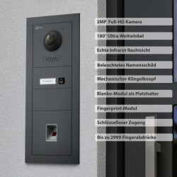 GOLIATH PRO IP Türsprechanlage -  1-Familienhaus – 10 Zoll HD - Fingerprint- Anthrazit - Unterputz - 180°