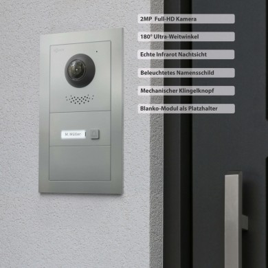 GOLIATH Hybrid IP Video Sprechanlage - App - 1-Familie - 10" HD - Unterputz Set - 180° Kamera