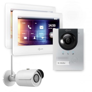 GOLIATH Hybrid IP Video Sprechanlage - App - Silber - 1-Familienhaus - 2x 7 Zoll - Unterputz - 180° Kamera